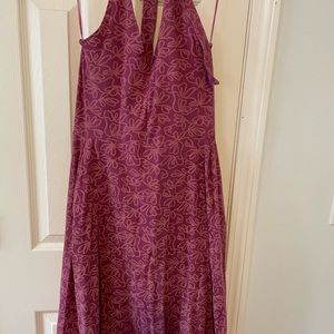Pact women organic cotton medium purple floral halter tie halter dress w/ pocket